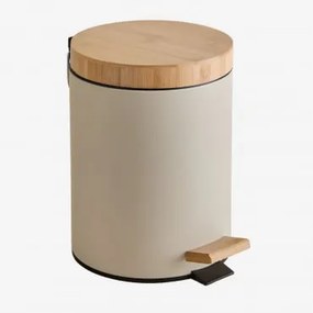 Lixeira Com Pedal Em Aço Galvanizado E Bambu Sosua Tapioca Bege & 5 L - Sklum