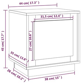 Mesa de cabeceira 44x35x45cm derivados madeira branco brilhante