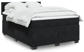 Cama com molas/colchão 140x190 cm veludo preto