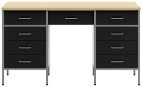 Conjunto de armário e mesa de trabalho em 3 peças vidaXL preto em made