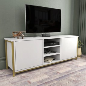 Móvel TV Otis – Dourado e Branco – 140 cm x 35,3 cm x 50,8 cm
