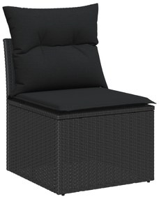 Conjunto de Sofá de Jardim vidaXL 13 Peças com Almofadas Preto Vime PE