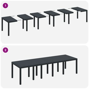 Conjunto de Jantar vidaXL 11 Peças Antracite Rattan Poliéster