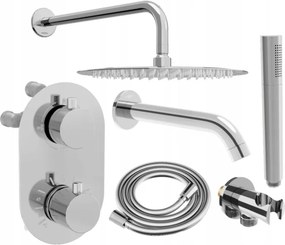 Mexen Kai DR70 conjunto de duche e banheira embutido com chuveiro de teto 25 cm, cromado - 77602DR70251-00