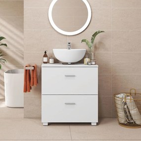 Armário casa de banho de lavatório (NÃO INCLUIDO) 30 x 60 x 63,8 cm com 2 gavetas grandes Coleção CUSTOS, branco