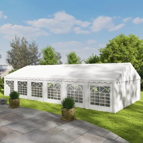 Tenda para Eventos 12x6m Tenda de Jardim com 12 Paredes Laterais Amovíveis e 12 Janelas Impermeável Proteção UV  30+ Branco