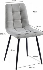 Pack 4 Cadeiras Stuhl Tecido - Cinza claro