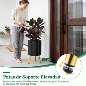 Conjunto de 2 Floreiras Metálicas (PLANTAS NÃO INCLUIDA), 35 x 35 x 53,5 cm, Pernas Elevadas, Preto