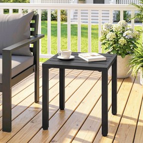 Mesa de jardim quadrada 45 C x 45 P x 45,5 A cm, mesa de terraço, estrutura em metal, para interior e exterior, para varanda, alpendre, pátio, preta