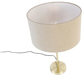 Candeeiro de mesa dourado regulável com abajur castanho claro 35 cm - Parte Design