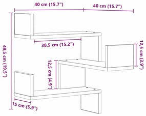 Conjuntos de Prateleiras de Parede vidaXL 2 pcs Carvalho Preto 40x40x4