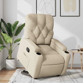 Poltrona reclinável elevatória tecido cor creme