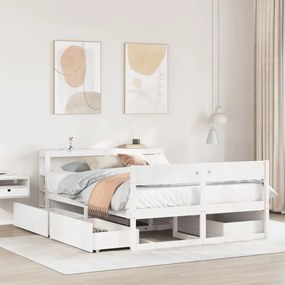 Cama sem colchão 135x190 cm madeira de pinho maciça branco