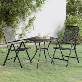 vidaXL 3 pcs conj. de jantar p/ jardim malha metal expandido antracite