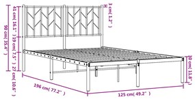 Estrutura de cama com cabeceira 120x190 cm metal branco