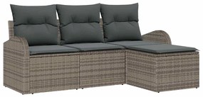 Conjunto de Sofá de Jardim VidaXL de 4 Peças com Almofadas Cinzas de R