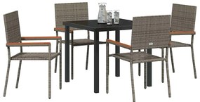 Conjunto de Jantar para Jardim de 5 Peças em Rattan Sintético Cinza