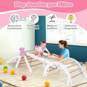 Conjunto de triângulo de escalada para crianças Montessori de madeira dobráveis 8 em 1 para bebés Parque infantil interior branco