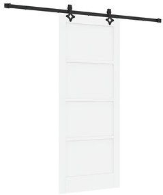 Porta Deslizante com Conjunto de Ferragens "ORKDAL" Branca de Madeira