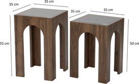 Conjunto de Mesas de Centro Seine – Nogueira e Cinzento Escuro – 35x50