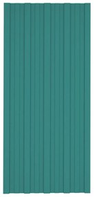 Painéis de telhado 12 pcs 100x45 cm aço galvanizado verde