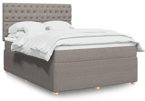 Cama com molas/colchão 140x200 cm tecido castanho-acinzentado
