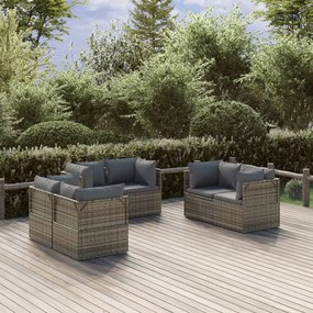 vidaXL Sofás de canto para jardim 6 pcs 57x57x56 cm vime PE cinzento
