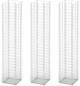 Conjunto de gabiões 3 pcs arame galvanizado 25 x 25 x 150 cm