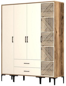 Guarda-roupa Kumsal STP – Nogueira e Creme – 160 cm x 47,5 cm x 201,4