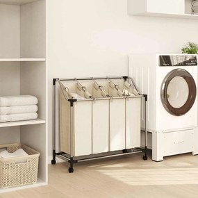 Separador de roupa suja com 4 sacos aço creme
