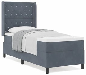 Cama Box Spring vidaXL com Colchão Cinza Escuro 80x200 cm Veludo