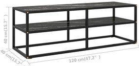 Móvel de TV 120x40x40 cm vidro mármore preto