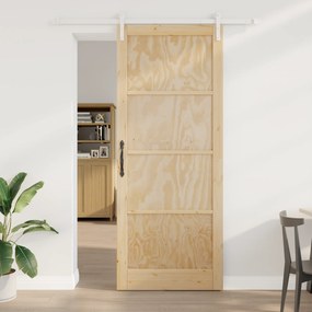 Porta Deslizante vidaXL com Conjunto de Ferragem 93x232 cm Madeira Sól