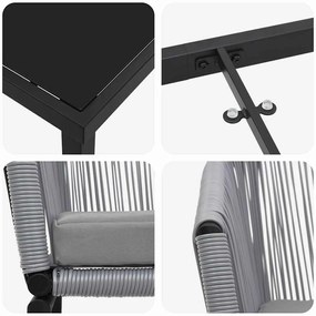 Conjunto de Jantar de Jardim com 5 Peças em Rattan Poli Cinza