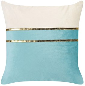 Conjunto de 2 almofadas decorativas em veludo azul e creme 45 x 45 cm ALLIUM Beliani