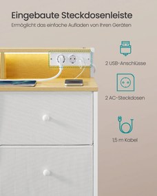 Cómoda com iluminação LED e 9 gavetas 33,5 x 114 x 84 cm branco nuvem