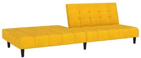 Sofá-cama de 2 lugares veludo amarelo