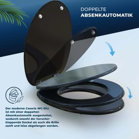 Assento sanitário com descida automática 45,7 x 38 cm Preto