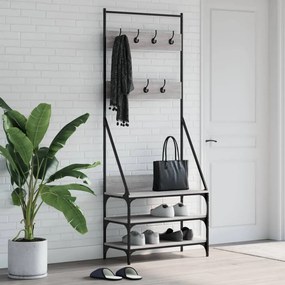 vidaXL Bengaleiro com arrumação calçado 72x34x184 cm cinzento sonoma