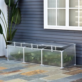 Estufa de Jardim Alumínio Policarbonato Transparente Viveiro Caseiro para Plantas Culturas Proteção UV e Resistente 180x51x51cm