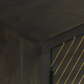 Aparador com 2 portas 55x30x75cm mangueira maciça preto/dourado