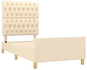 Estrutura de cama sem colchão 90x200 cm tecido creme