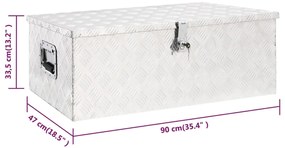 Caixa de arrumação 90x47x33,5 cm alumínio prateado