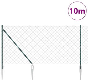 Conjunto de Postes de Cerca Verde 1.2 x 10 m Aço Galvanizado