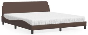 Cama com colchão 180x200 cm couro artificial castanho