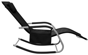 Espreguiçadeira textilene preto e cinzento