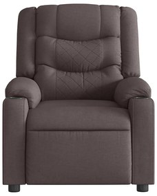 Poltrona de massagens reclinável tecido castanho-escuro