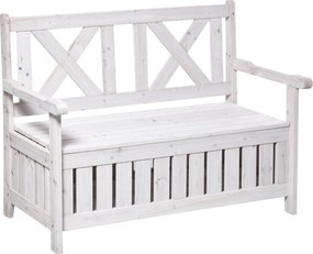 Outsunny Banco com Armazenamento 2 lugares Baú de Jardim Banco-baú para Almofadas Branco 115 x 61 x 85 cm | Aosom Portugal