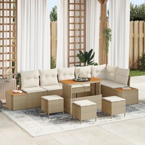 Conjunto de Sofá de Jardim vidaXL de 10 peças com Almofadas Bege Ratta