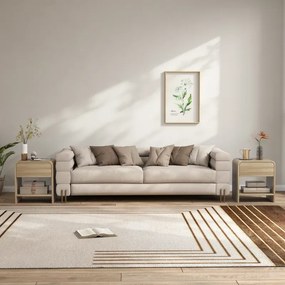 Conjunto de 2 Mesas de Cabeceira ou Mesas Apoio Nórdicas 40x35x45 cm com Cantos Arredondados Gaveta e Prateleira Aberta Madeira